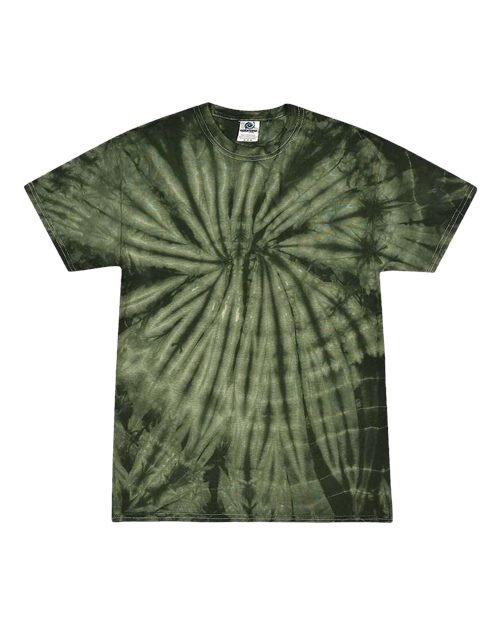Colortone 1000Y Youth Multi-Color Tie-Dyed T-Shirt - Spider Green - front