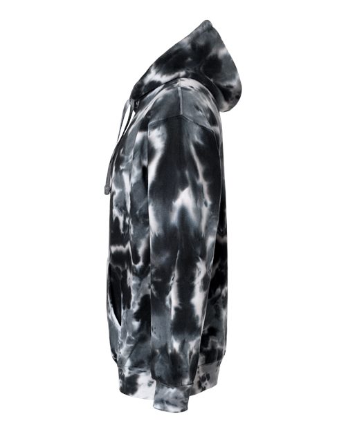 Colortone 8777 Unisex Tie-Dyed Hooded Sweatshirt - Multi Black - side