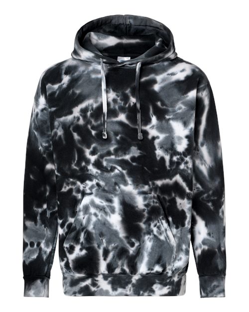 Colortone 8777 Unisex Tie-Dyed Hooded Sweatshirt - Multi Black - front