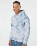 Colortone 8790 Unisex Crystal Wash Hooded Sweatshirt - Crystal Baby Blue - model side