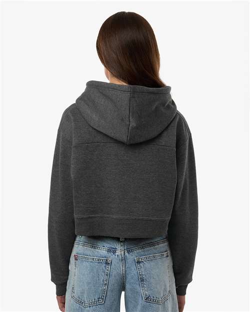 Boxercraft BW5404 Women's Cropped Fleece Hooded Sweatshirt - Charcoal Heather - model back