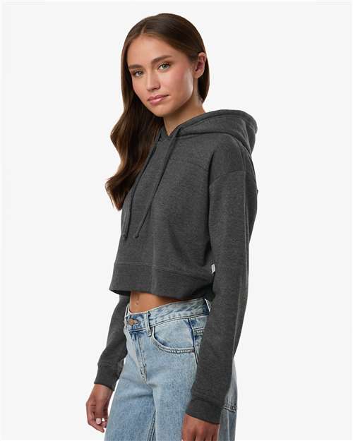 Boxercraft BW5404 Women's Cropped Fleece Hooded Sweatshirt - Charcoal Heather - model side
