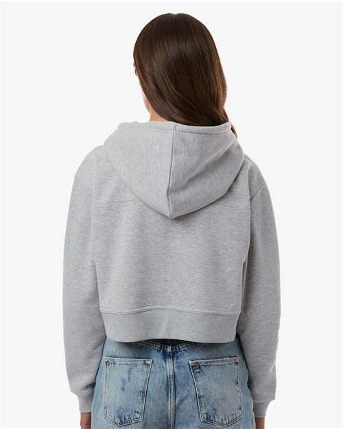 Boxercraft BW5404 Women's Cropped Fleece Hooded Sweatshirt - Oxford Heather - model back
