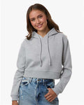 Boxercraft BW5404 Women's Cropped Fleece Hooded Sweatshirt - Oxford Heather - model front
