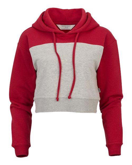 Boxercraft BW5404 Women's Cropped Fleece Hooded Sweatshirt - Brick Red/ Oxford Heather - front
