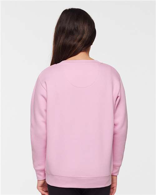 LAT 2225 Youth Crewneck Sweatshirt - Pink - model back