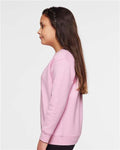 LAT 2225 Youth Crewneck Sweatshirt - Pink - model side