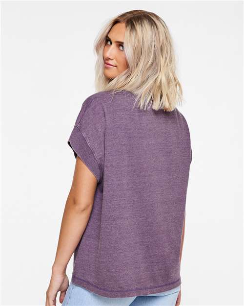 LAT 3502 Women's Vintage Wash Tee - Washed Plum - model back