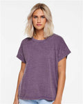 LAT 3502 Women's Vintage Wash Tee - Washed Plum - model front