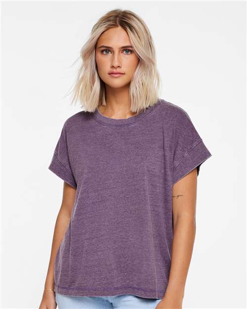 LAT 3502 Women's Vintage Wash Tee - Washed Plum - model front