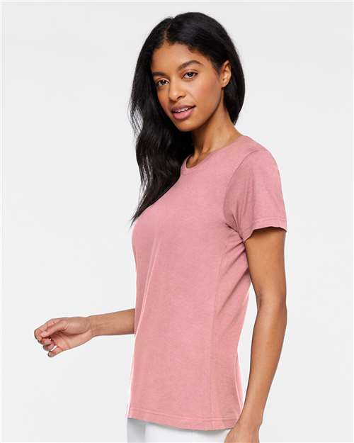 LAT 3516 Women's Fine Jersey Tee - Vintage Mauvelous - model side