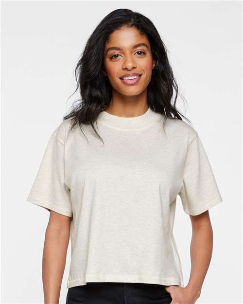 LAT 3518 Women's Boxy Tee - Natural Heather - model front