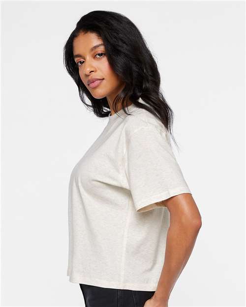 LAT 3518 Women's Boxy Tee - Natural Heather - model side