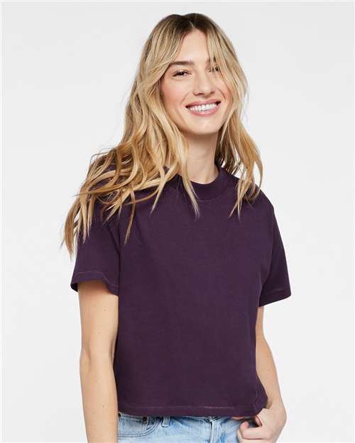 LAT 3518 Women's Boxy Tee - Plum - model front