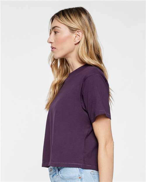 LAT 3518 Women's Boxy Tee - Plum - model side