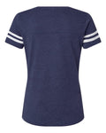 LAT 3537 Women's Football V-Neck Fine Jersey Tee - Vintage True Navy/ Blended White - back