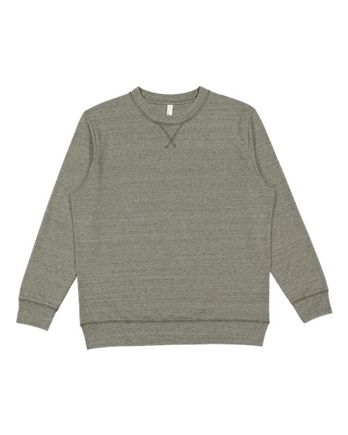 LAT 6935 Unisex Vintage Wash Crewneck Sweatshirt - Weathered Military Green - front