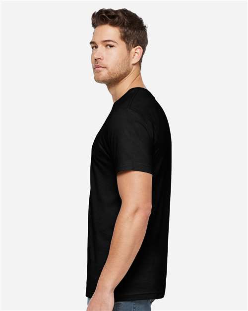 LAT 6901ECO Unisex Eco Jersey Tee - Black - model side
