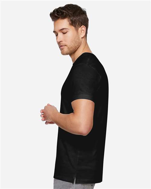 LAT 6904 Unisex Bamboo Tee - Black - model side
