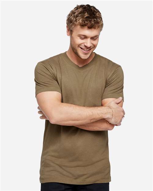 LAT 6904 Unisex Bamboo Tee - Coyote Brown - model front