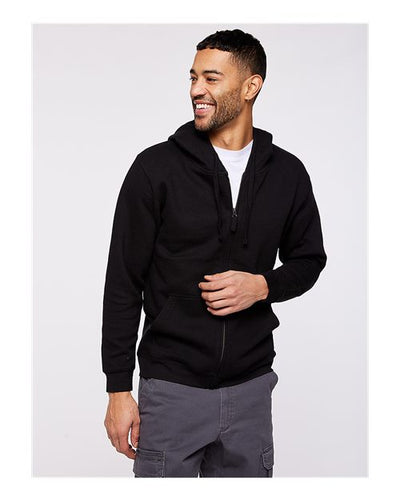 LAT 6927 Unisex Full-Zip Hoodie Sweatshirt - Black - model front