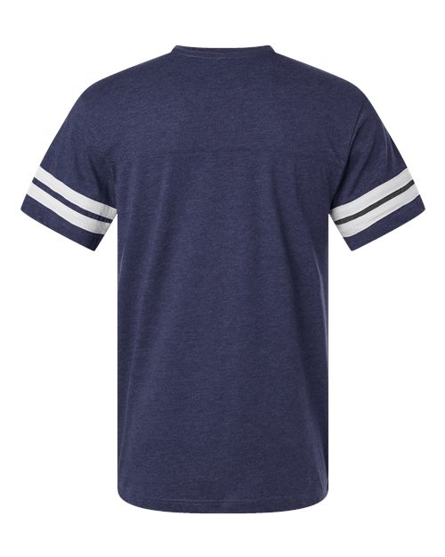 LAT 6937 Unisex Football Fine Jersey Tee - Vintage True Navy/ Blended White - back