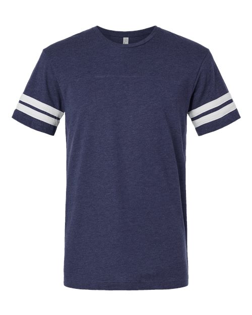 LAT 6937 Unisex Football Fine Jersey Tee - Vintage True Navy/ Blended White - front