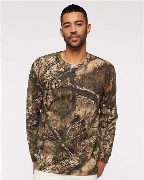 Code Five 3981 Unisex Realtree Camo Long Sleeve Tee - RealTree APX - model front