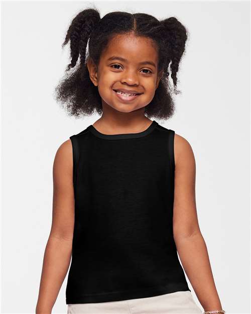 Rabbit Skins 3323 Toddler Fine Jersey Tank - Black - model front