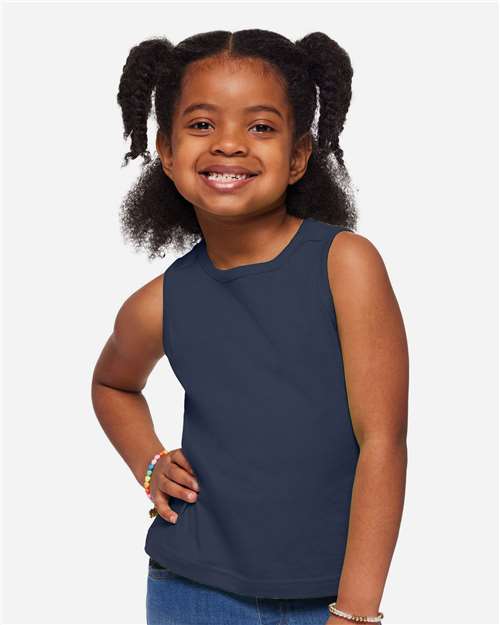 Rabbit Skins 3323 Toddler Fine Jersey Tank - Denim - model front