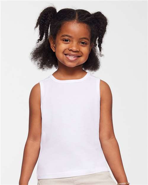 Rabbit Skins 3323 Toddler Fine Jersey Tank - White - model front
