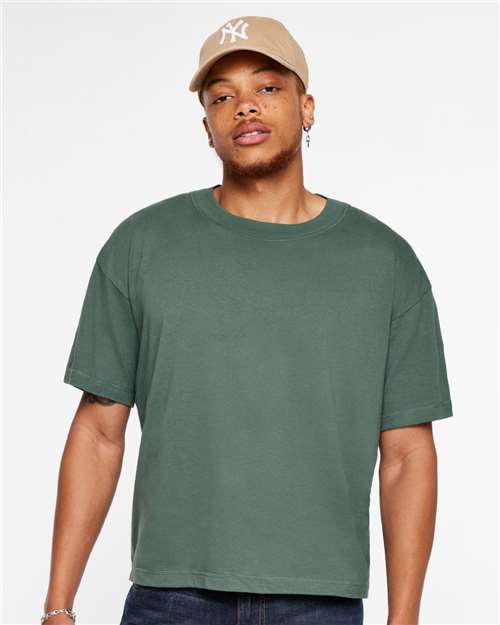 LAT 3520 Unisex Boxy Jersey Tee - Basil - model front