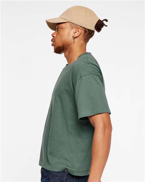 LAT 3520 Unisex Boxy Jersey Tee - Basil - model side