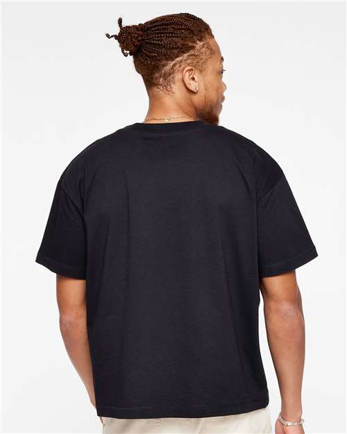 LAT 3520 Unisex Boxy Jersey Tee - Black - model back