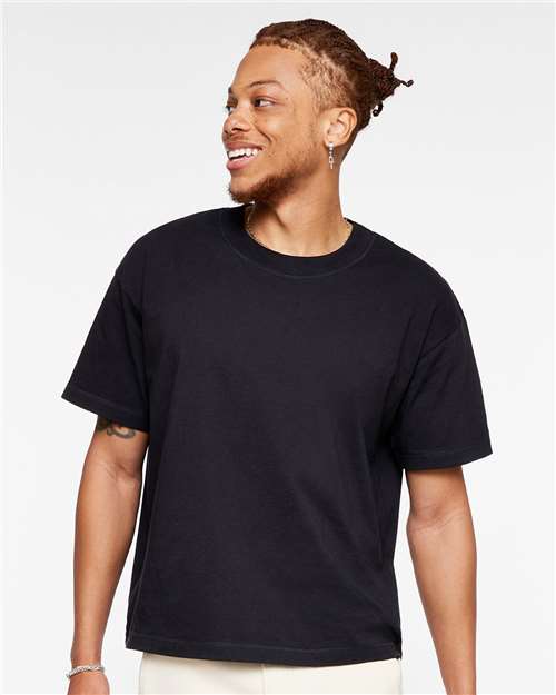 LAT 3520 Unisex Boxy Jersey Tee - Black - model front