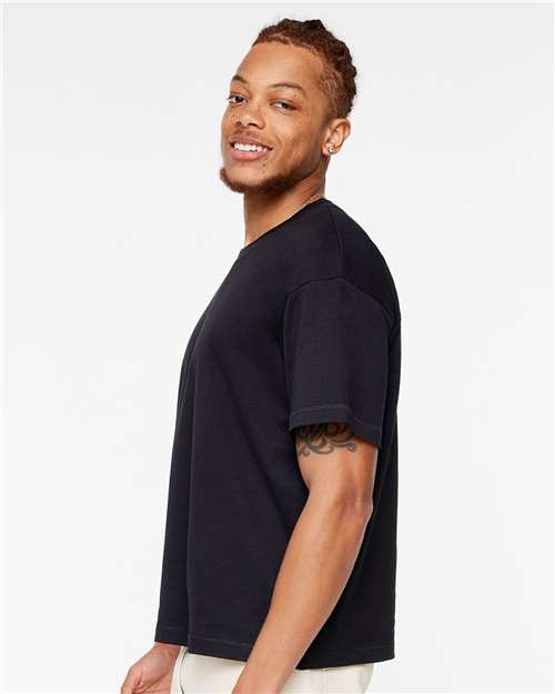 LAT 3520 Unisex Boxy Jersey Tee - Black - model side