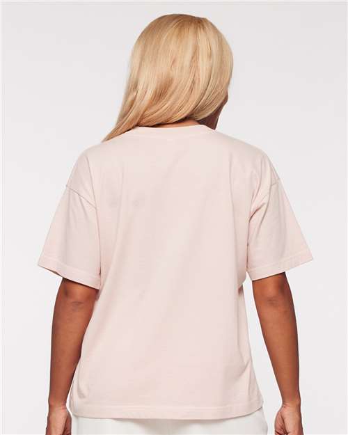 LAT 3520 Unisex Boxy Jersey Tee - Blush - model back