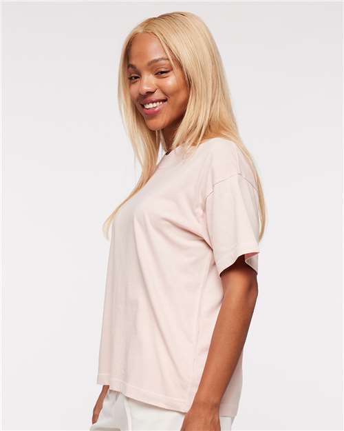 LAT 3520 Unisex Boxy Jersey Tee - Blush - model side