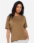 LAT 3520 Unisex Boxy Jersey Tee - Coyote Brown - model front