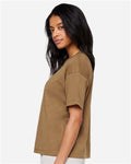 LAT 3520 Unisex Boxy Jersey Tee - Coyote Brown - model side