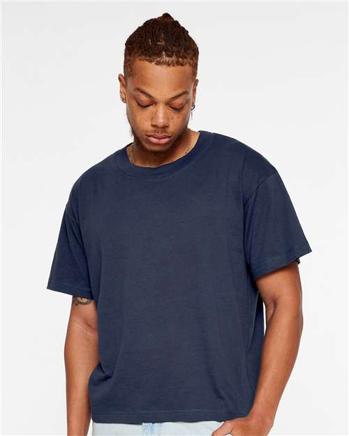 LAT 3520 Unisex Boxy Jersey Tee - Denim - model front