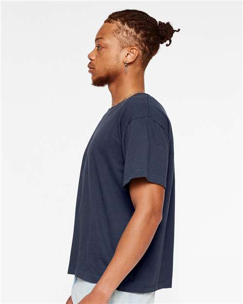 LAT 3520 Unisex Boxy Jersey Tee - Denim - model side