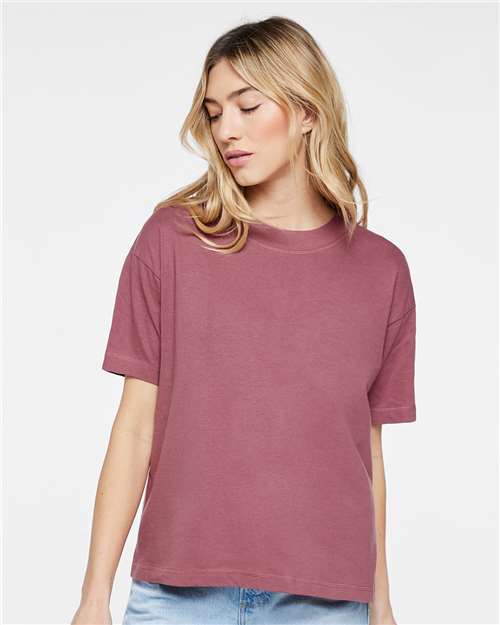 LAT 3520 Unisex Boxy Jersey Tee - Rouge - model front