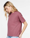 LAT 3520 Unisex Boxy Jersey Tee - Rouge - model side