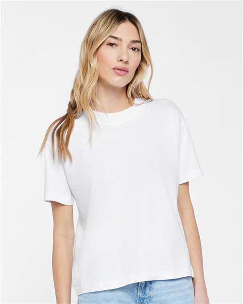 LAT 3520 Unisex Boxy Jersey Tee - White - model front