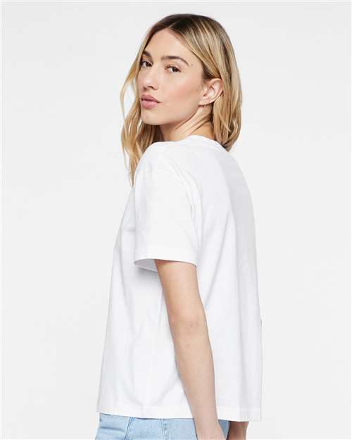 LAT 3520 Unisex Boxy Jersey Tee - White - model side