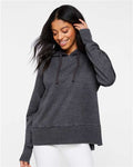 LAT 3536 Women's Vintage Wash Hoodie Sweatshirt - Washed Black - model front