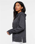 LAT 3536 Women's Vintage Wash Hoodie Sweatshirt - Washed Black - model side
