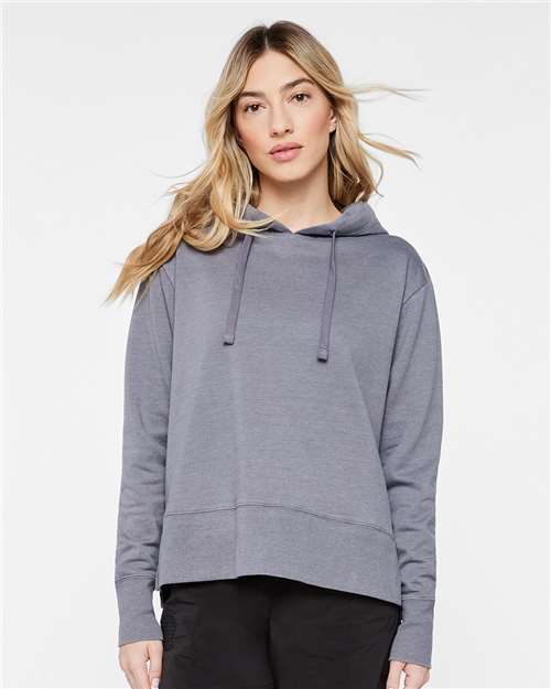 LAT 3536 Women's Vintage Wash Hoodie Sweatshirt - Washed Grey - model front