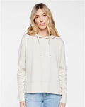 LAT 3536 Women's Vintage Wash Hoodie Sweatshirt - Washed Natural - model front